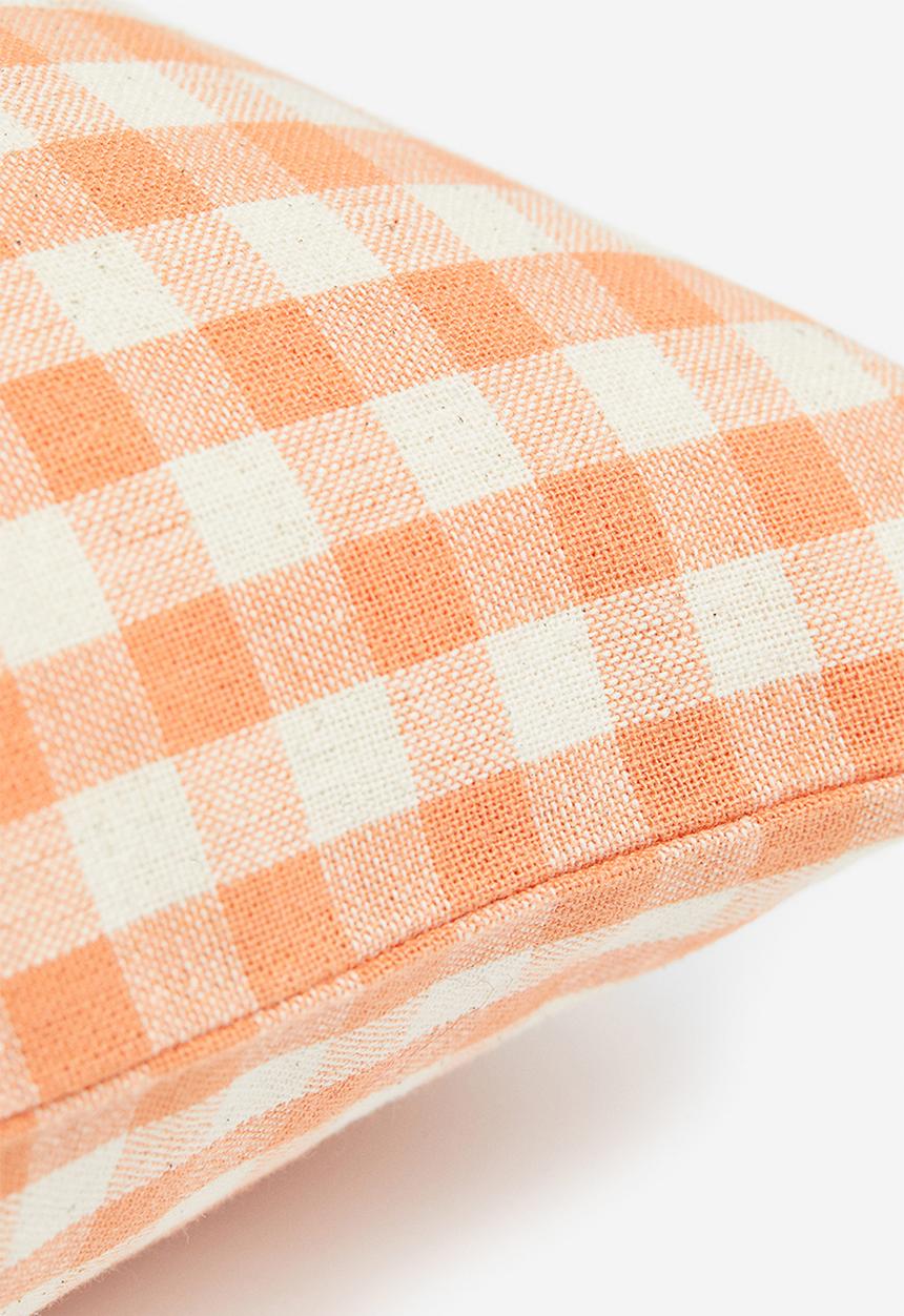 H&M - Checked cushion cover - orange/checked