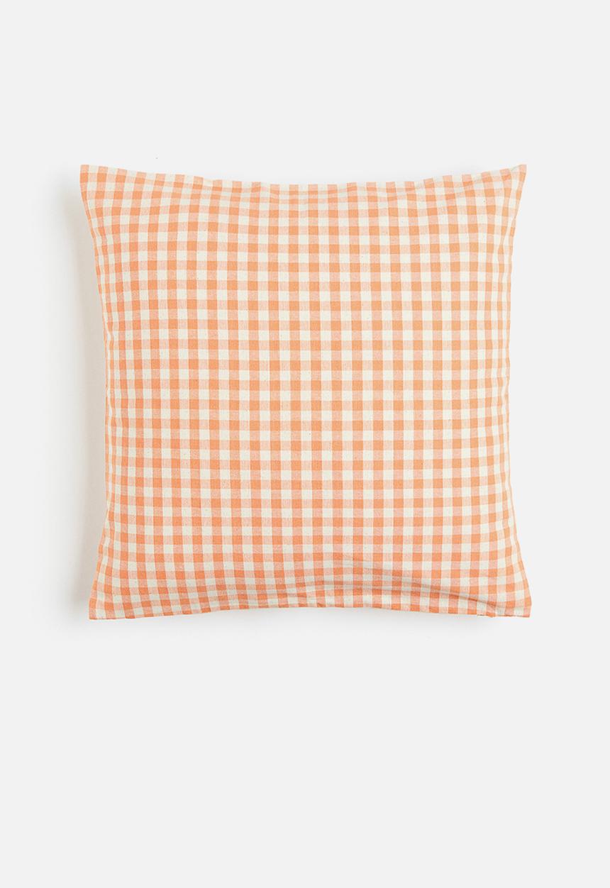 H&M - Checked cushion cover - orange/checked