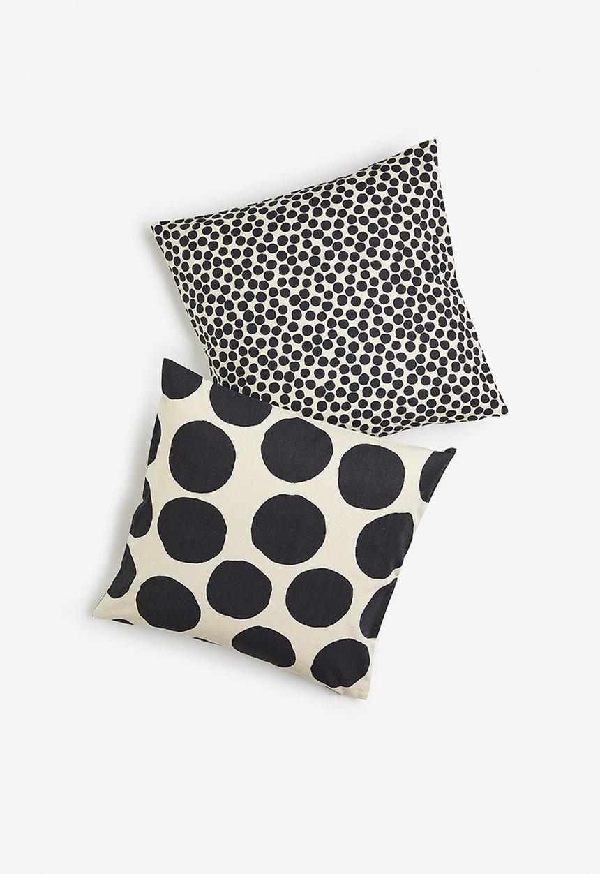 H&M - 2-pack spotted cushion covers - dark grey/spotted