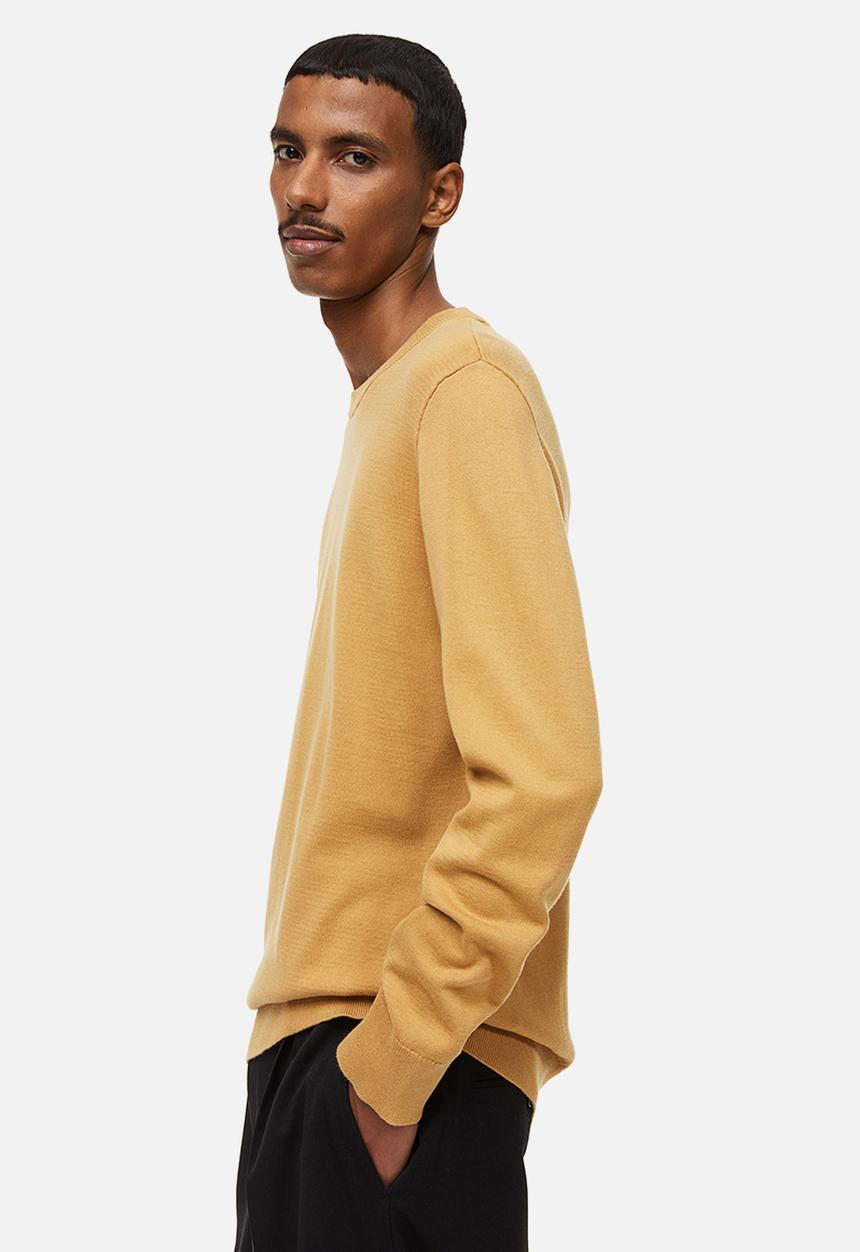 H&M - Slim fit fine-knit cotton jumper - mustard yellow