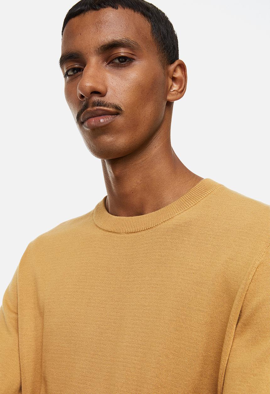 H&M - Slim fit fine-knit cotton jumper - mustard yellow