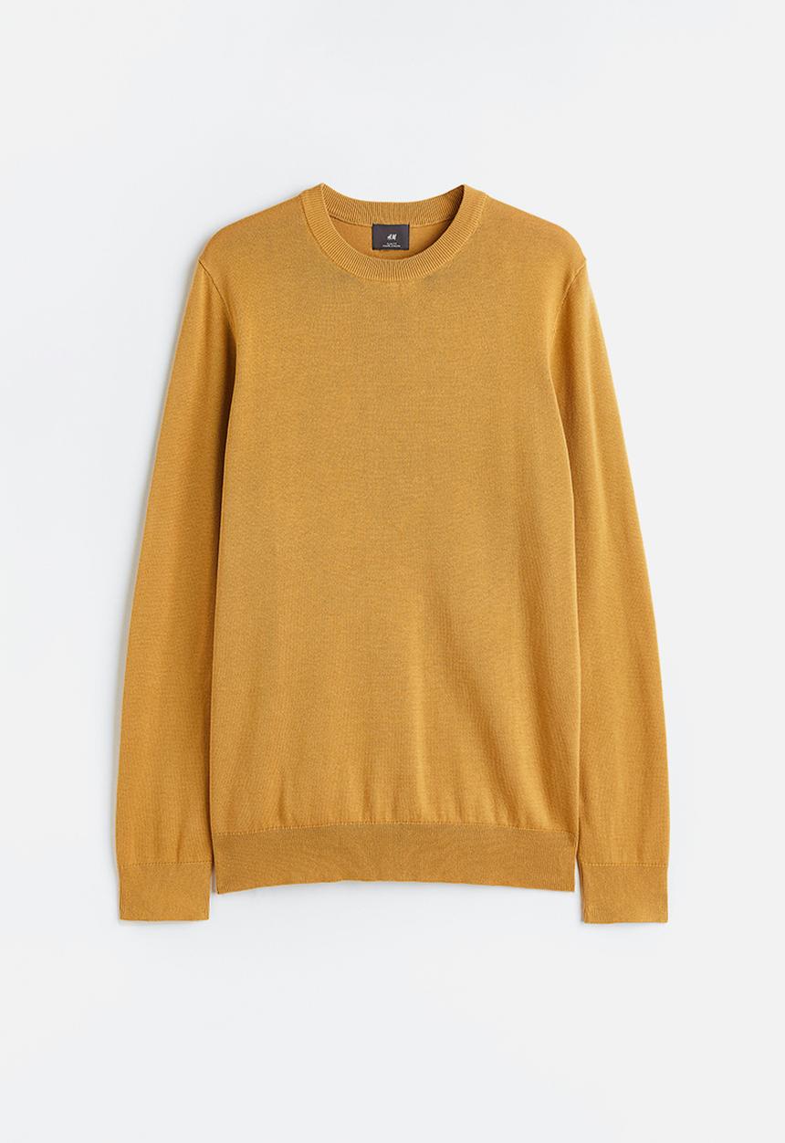 H&M - Slim fit fine-knit cotton jumper - mustard yellow
