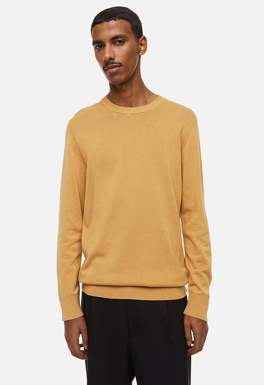H&M - Slim fit fine-knit cotton jumper - mustard yellow