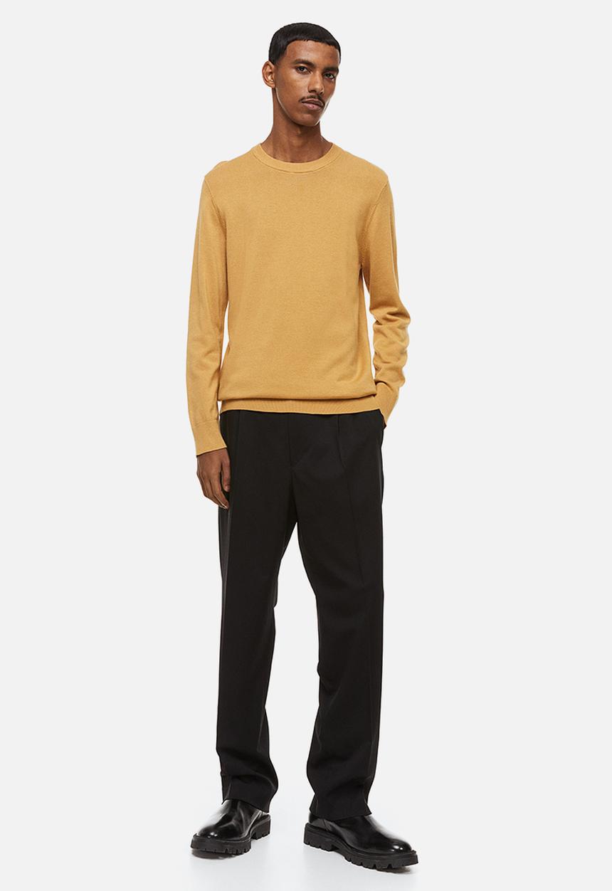 H&M - Slim fit fine-knit cotton jumper - mustard yellow