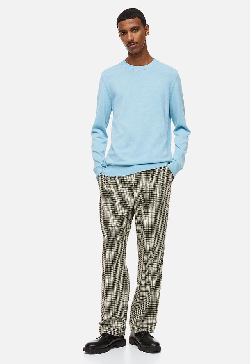 H&M - Slim fit fine-knit cotton jumper - light blue