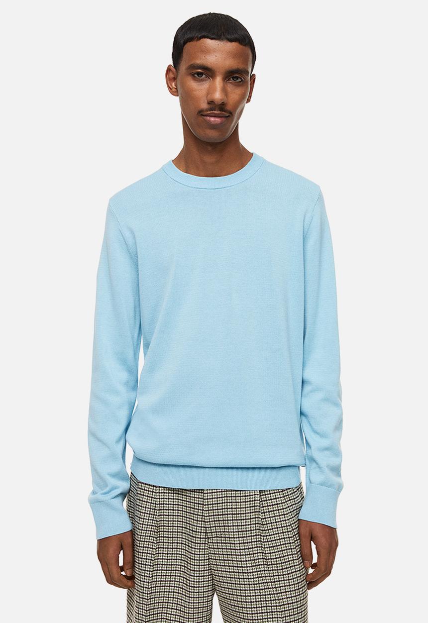 H&M - Slim fit fine-knit cotton jumper - light blue