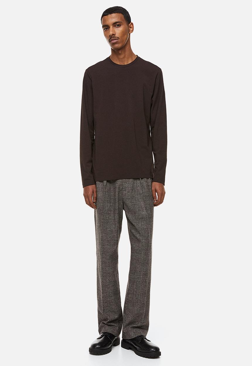 H&M - Slim fit jersey top - dark brown 