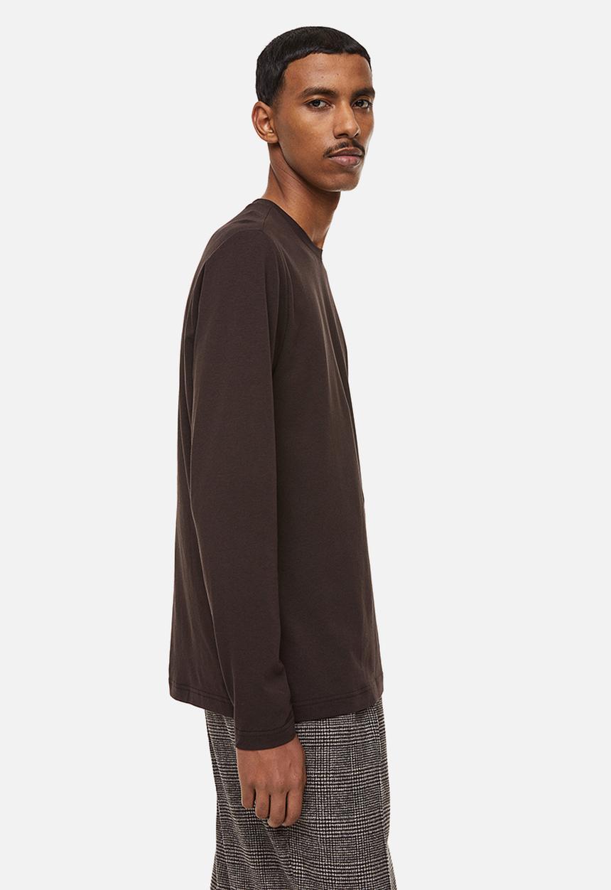 H&M - Slim fit jersey top - dark brown 
