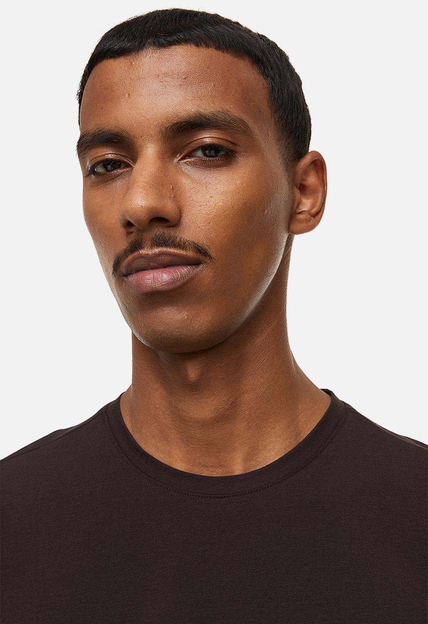 H&M - Slim fit jersey top - dark brown 