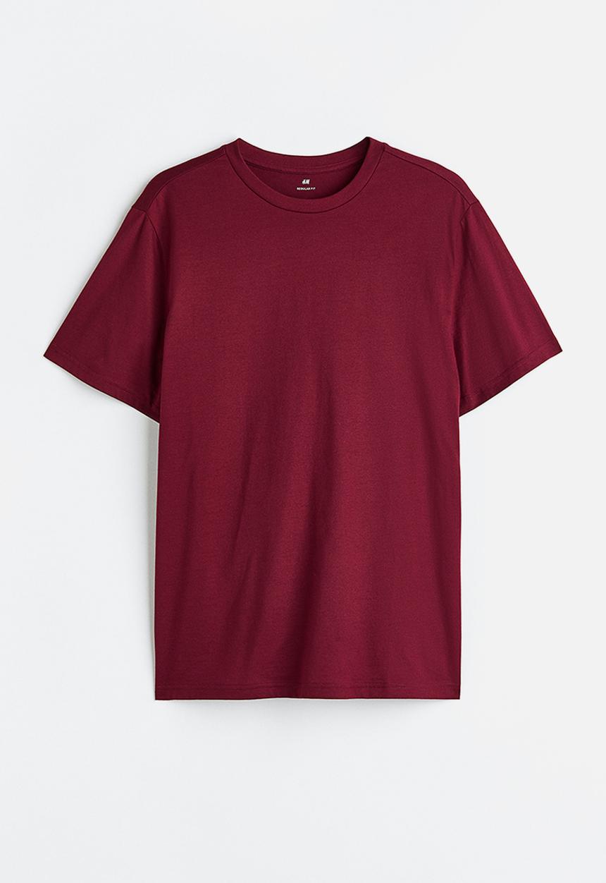 H&M - Regular fit round-neck T-shirt - burgundy