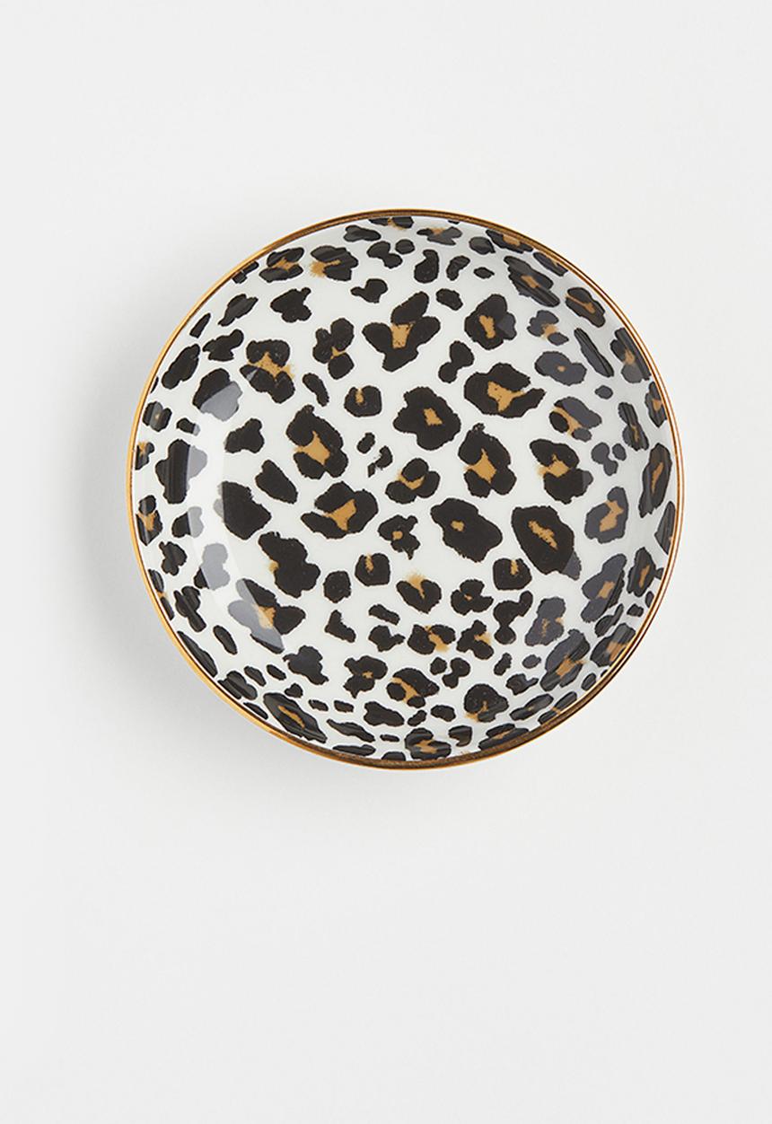 H&M - Small porcelain dish - white/leopard print