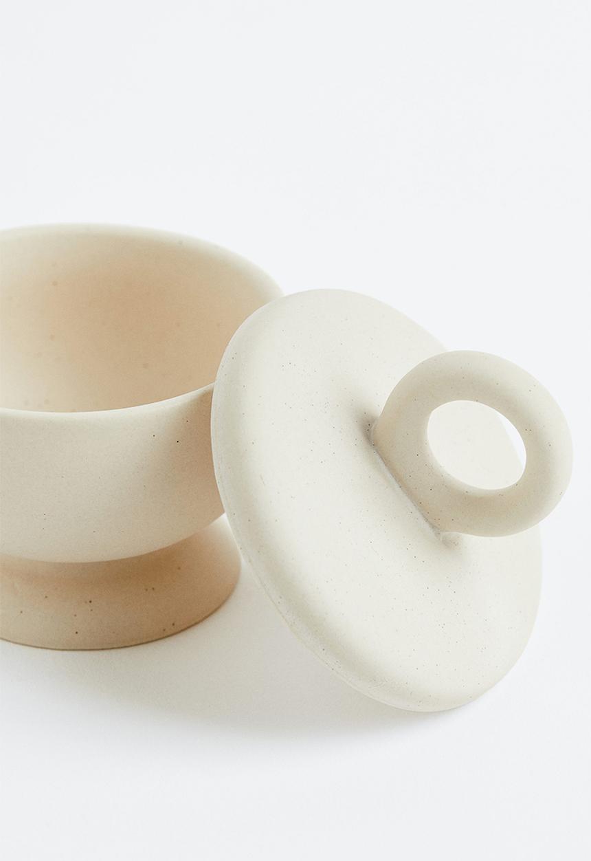H&M - Stoneware salt pot - light beige