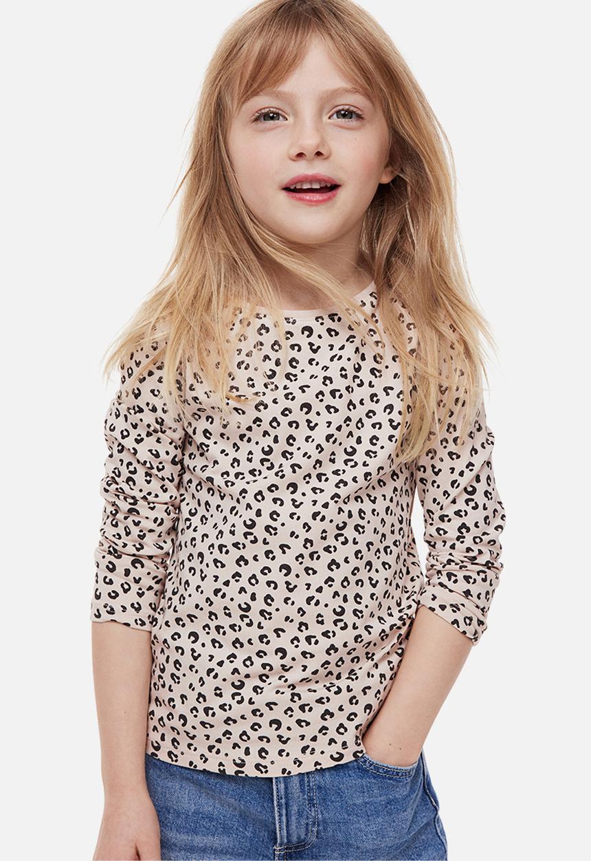 H&M - 3-pack long-sleeved tops - beige / leopard print 