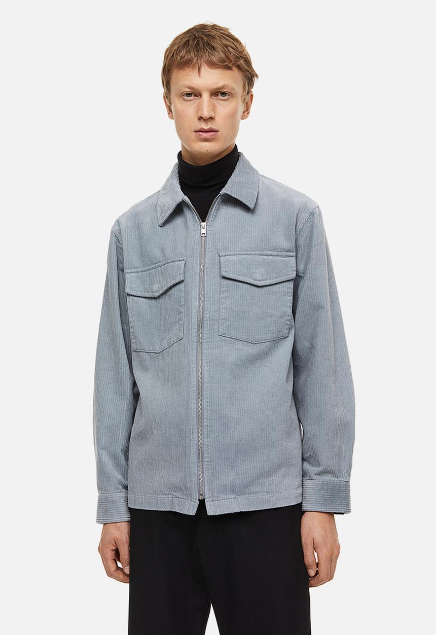 H&M - Corduroy overshirt - light blue-grey 