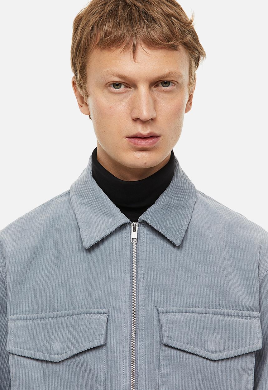 H&M - Corduroy overshirt - light blue-grey 