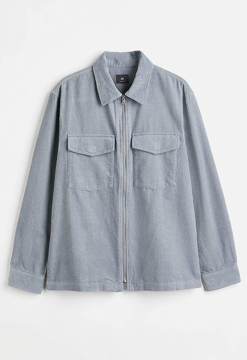 H&M - Corduroy overshirt - light blue-grey 