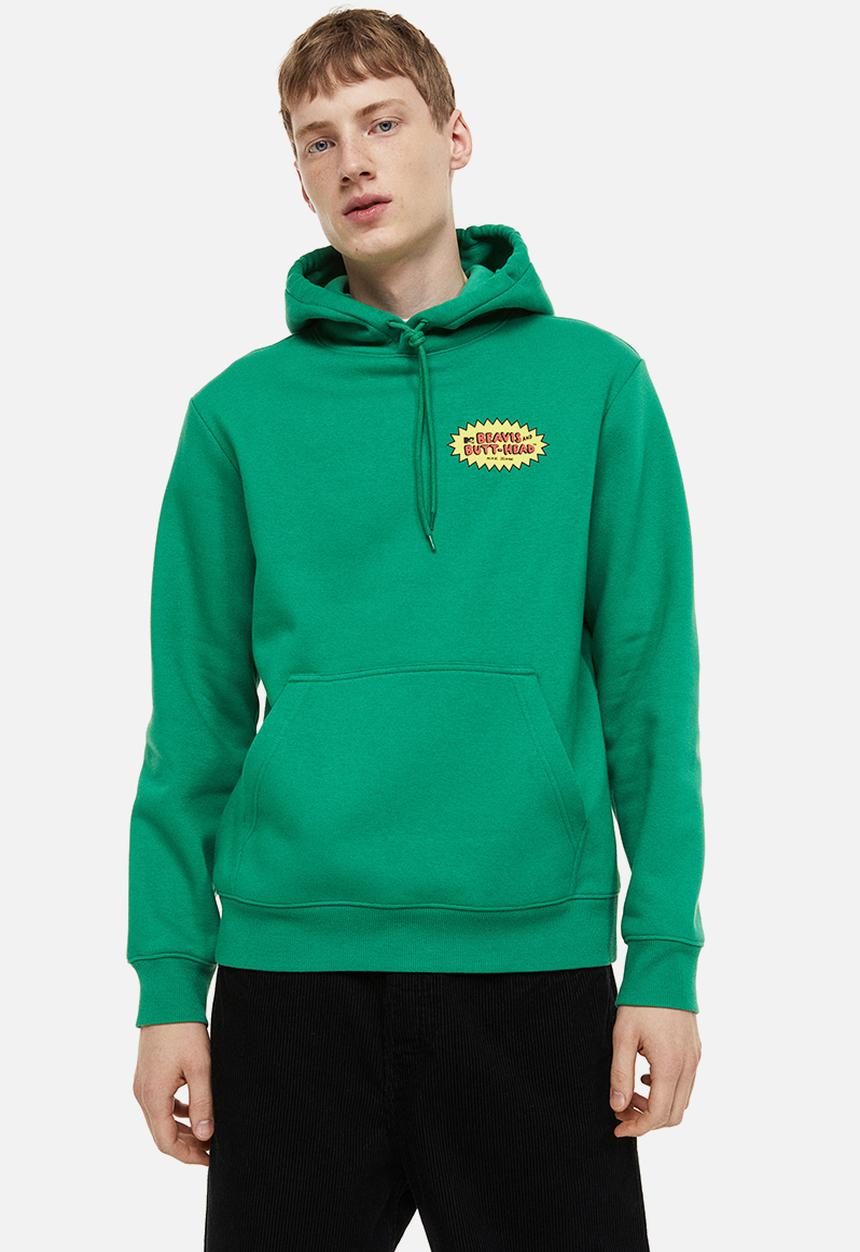 H&M - Regular fit hoodie - green/beavis and butt-head