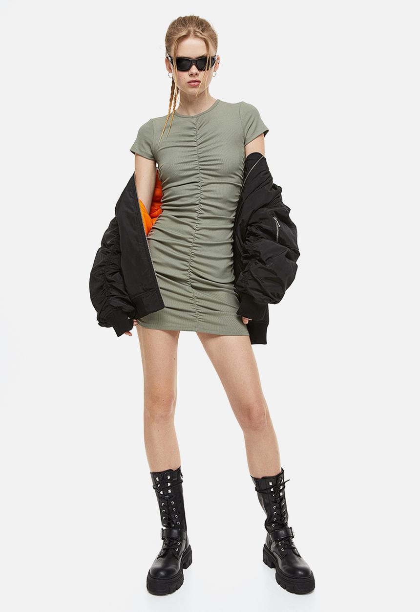 H&M - Draped jersey dress - green