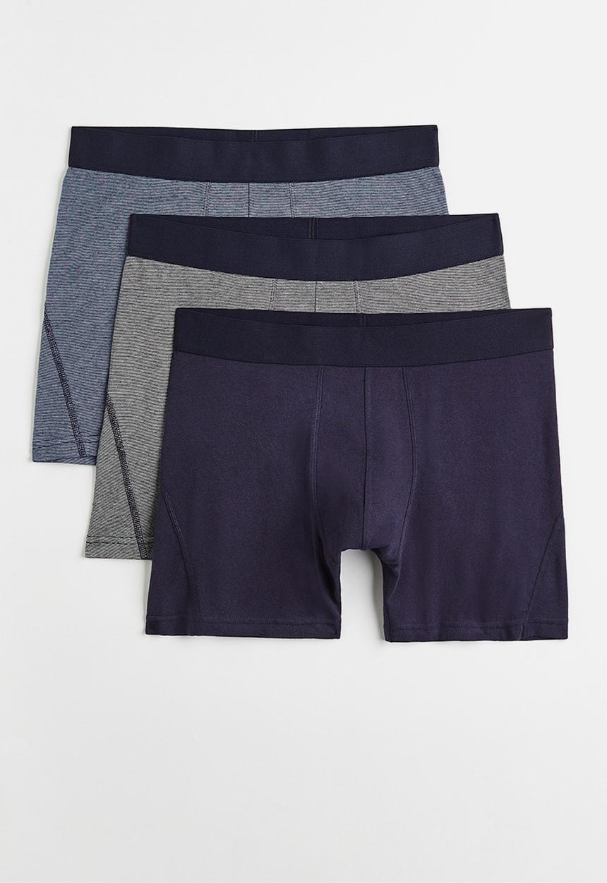 H&M - 3-Pack xtra life™ mid trunks - blue/grey