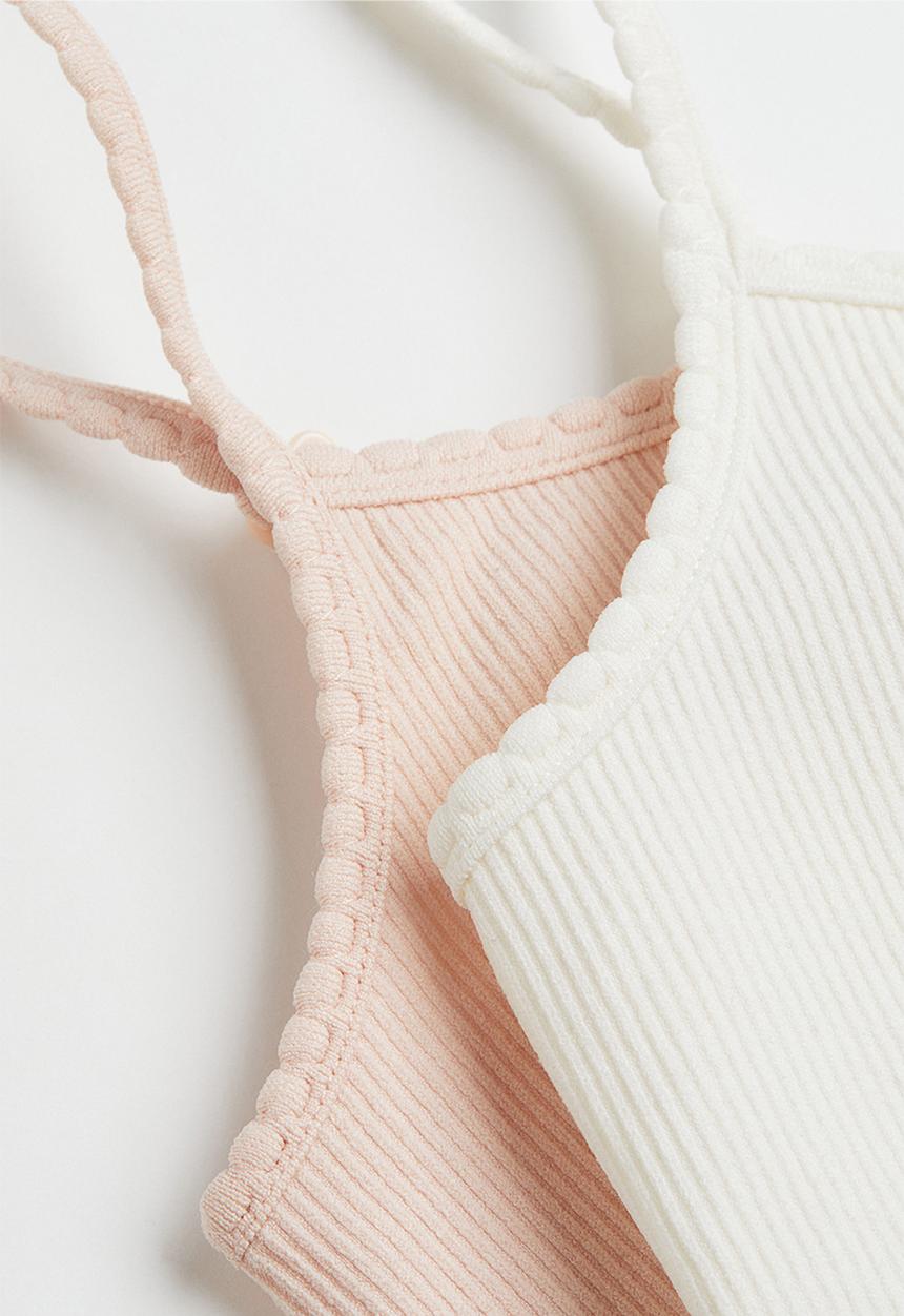 H&M - 2-pack seamless tops - light pink & white 