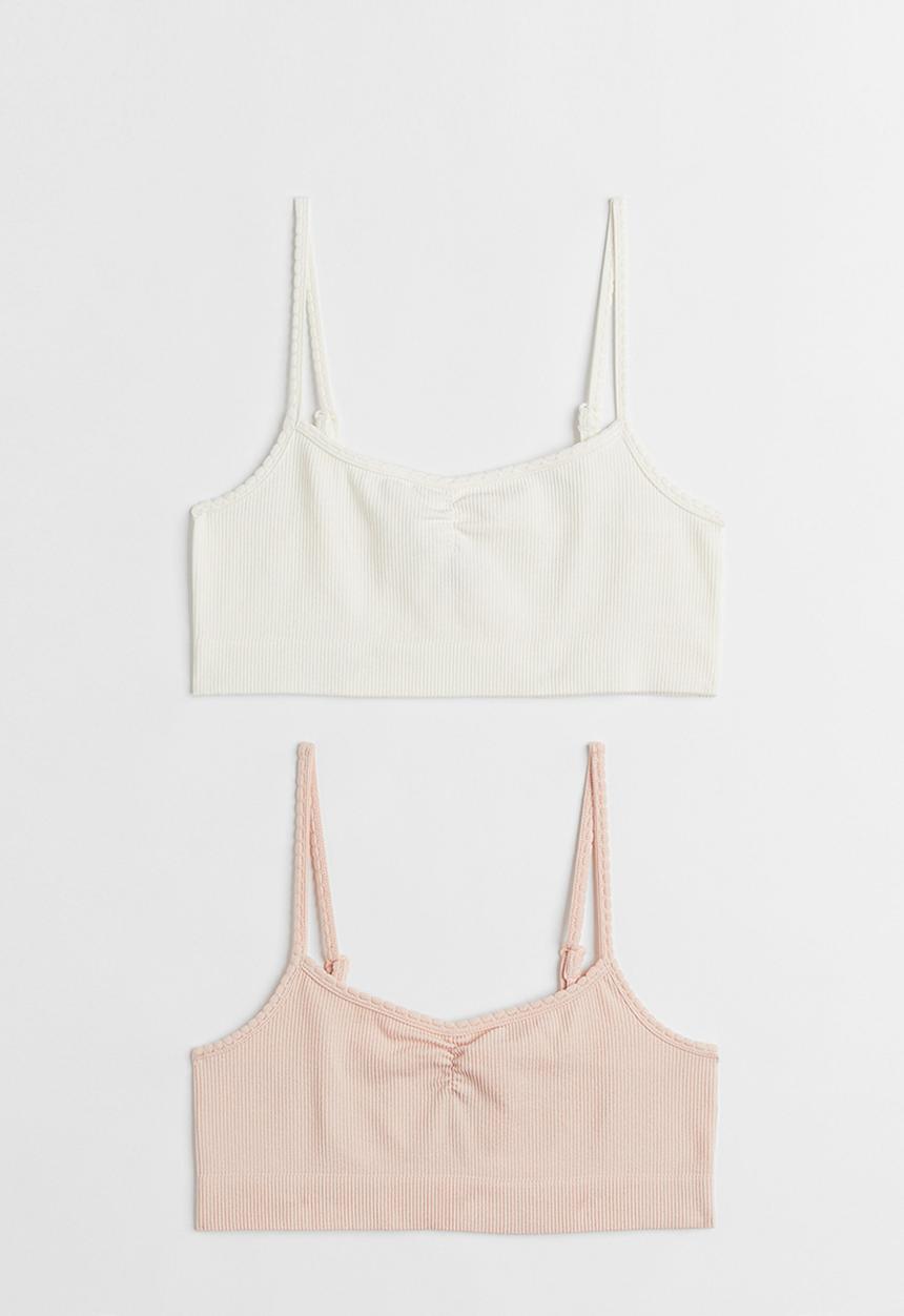 H&M - 2-pack seamless tops - light pink & white 