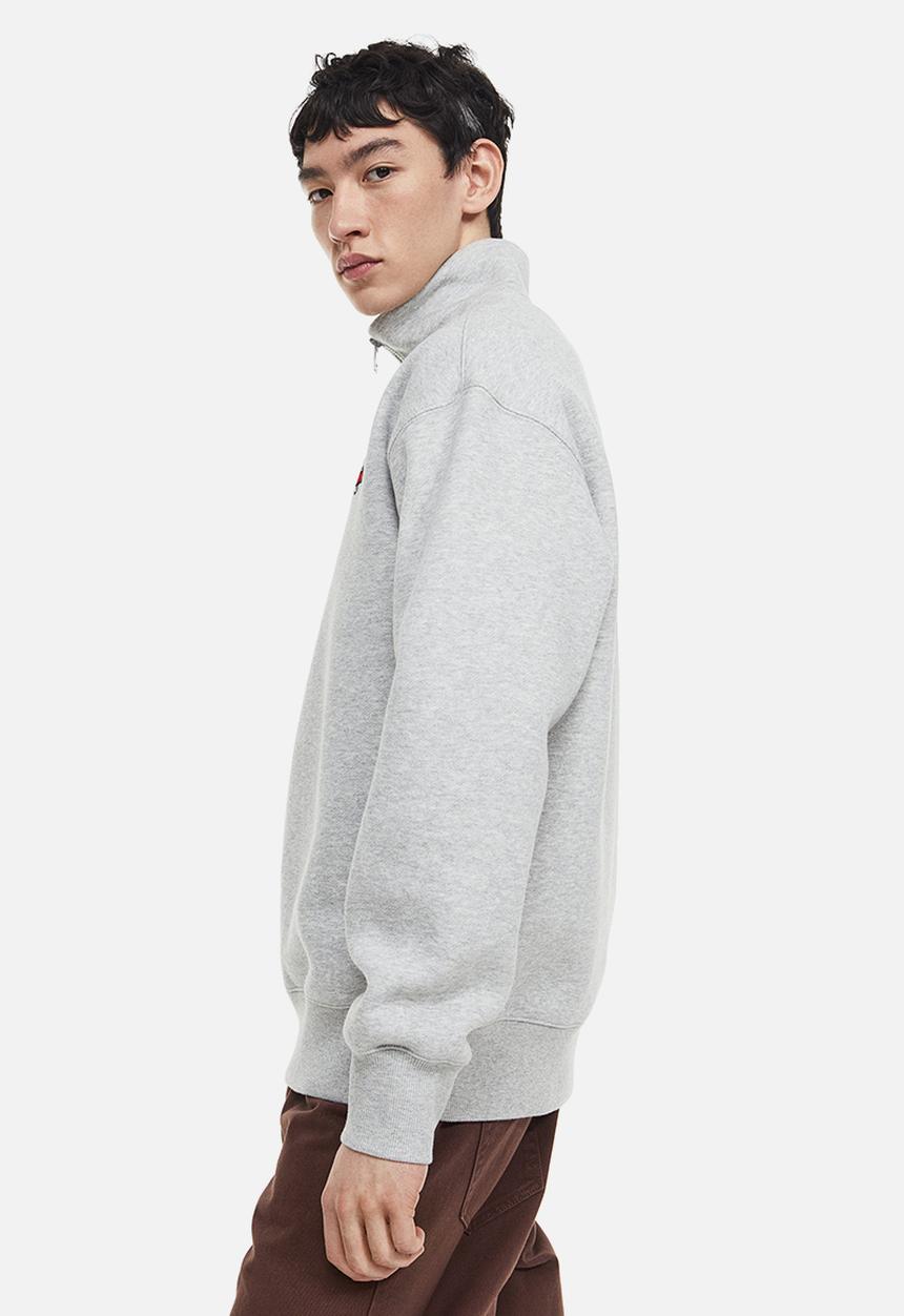 H&M - Relaxed fit zip-top sweatshirt - light grey marl/keith haring