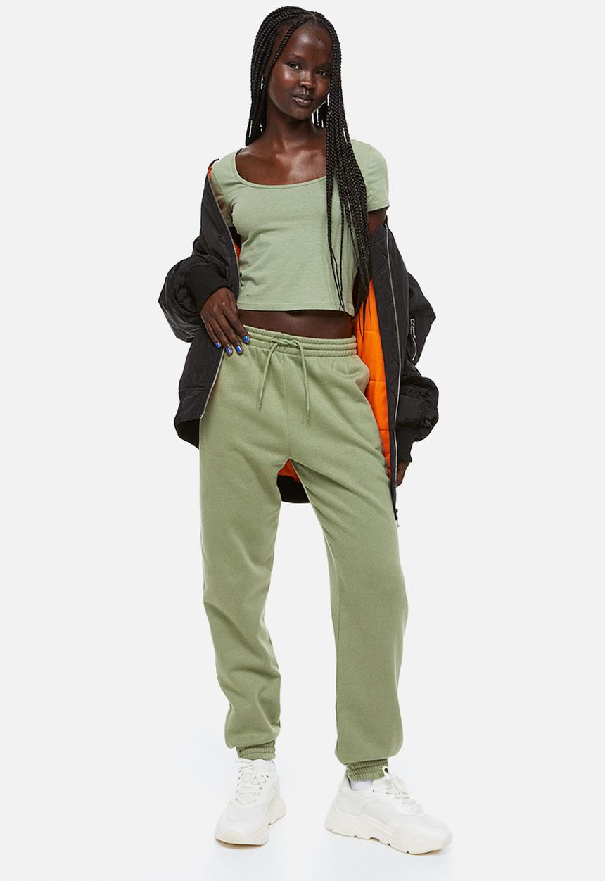 H&M - High-waisted joggers - green