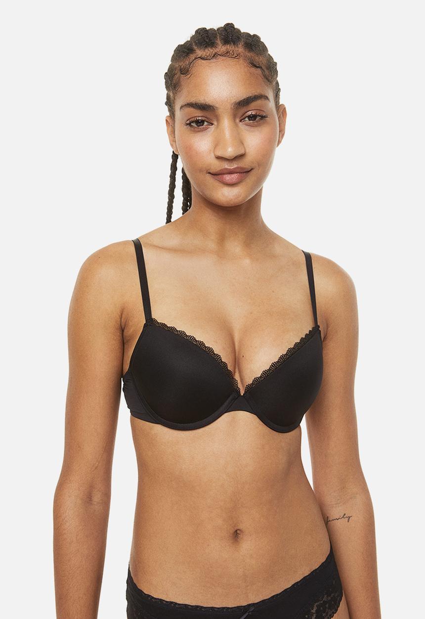 H&M - 2-pack microfibre push-up bras - black/white