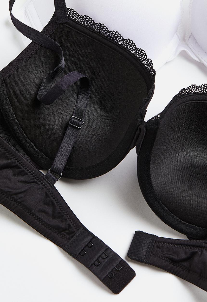 H&M - 2-pack microfibre push-up bras - black/white