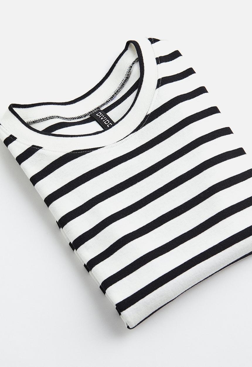 H&M - Fitted cotton top - white/striped