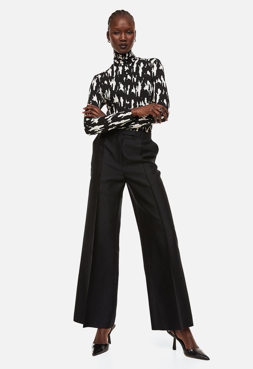 H&M - Polo-neck top - black/patterned 