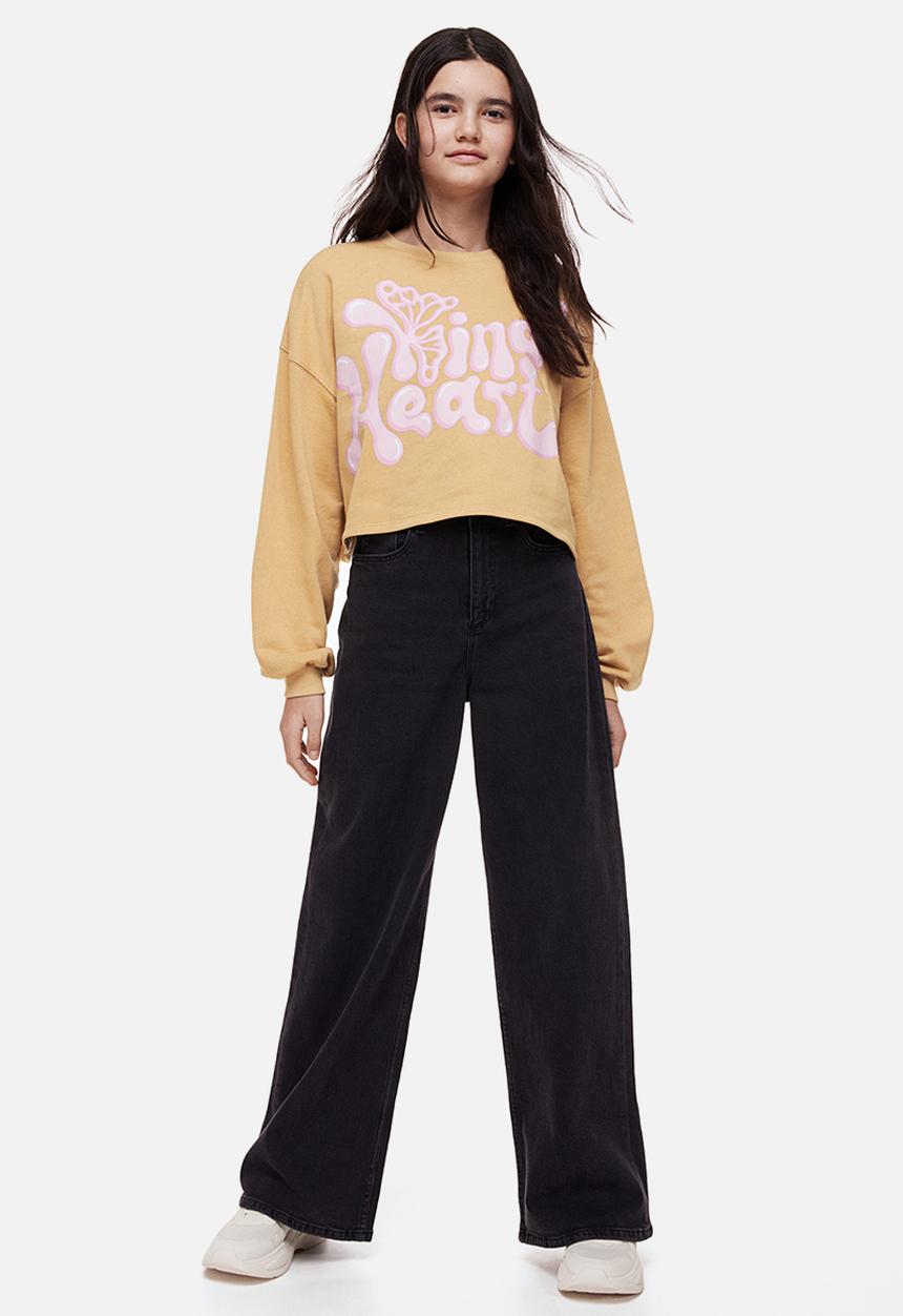 H&M - Boxy-style sweatshirt - beige kind heart 