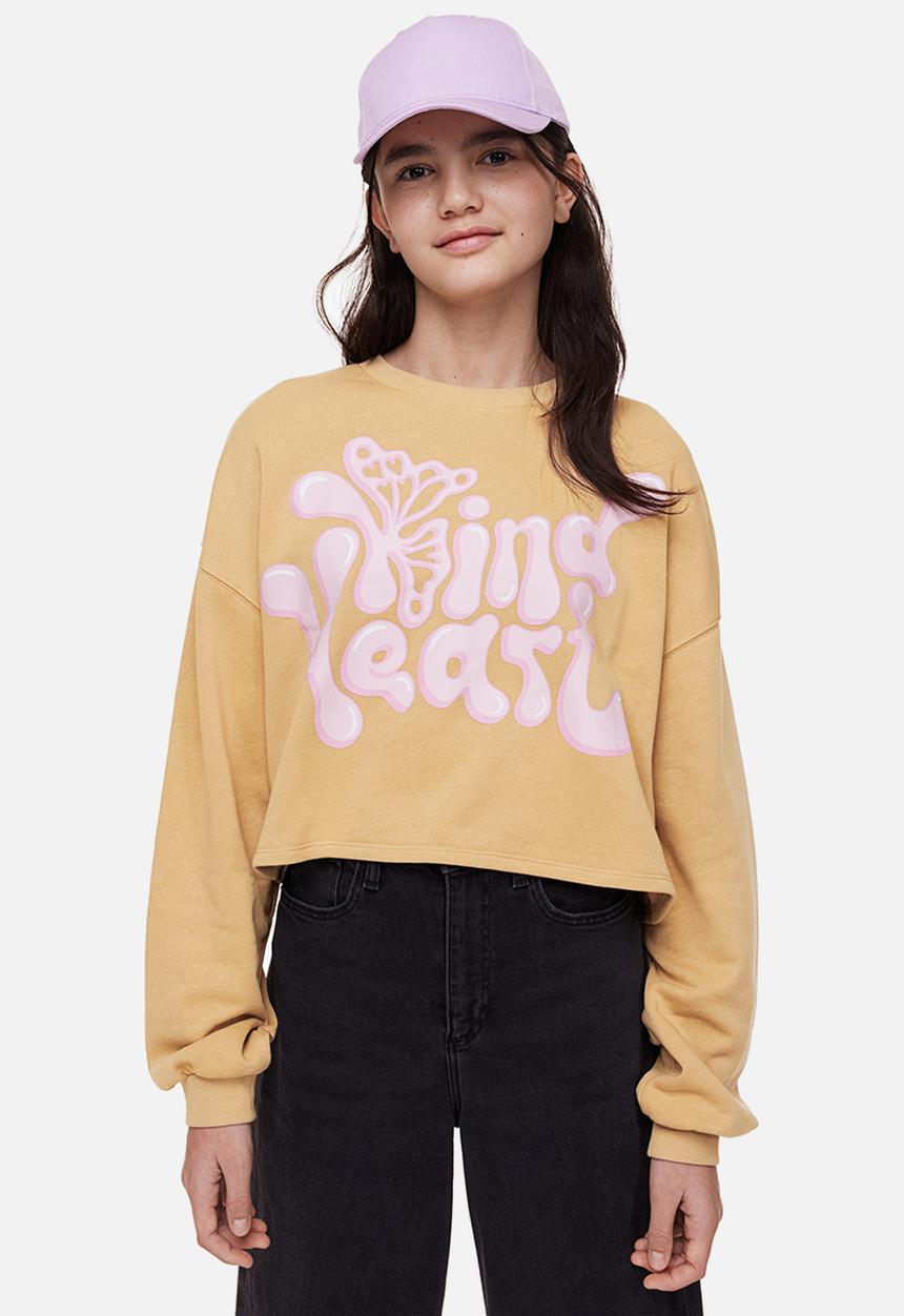 H&M - Boxy-style sweatshirt - beige kind heart 