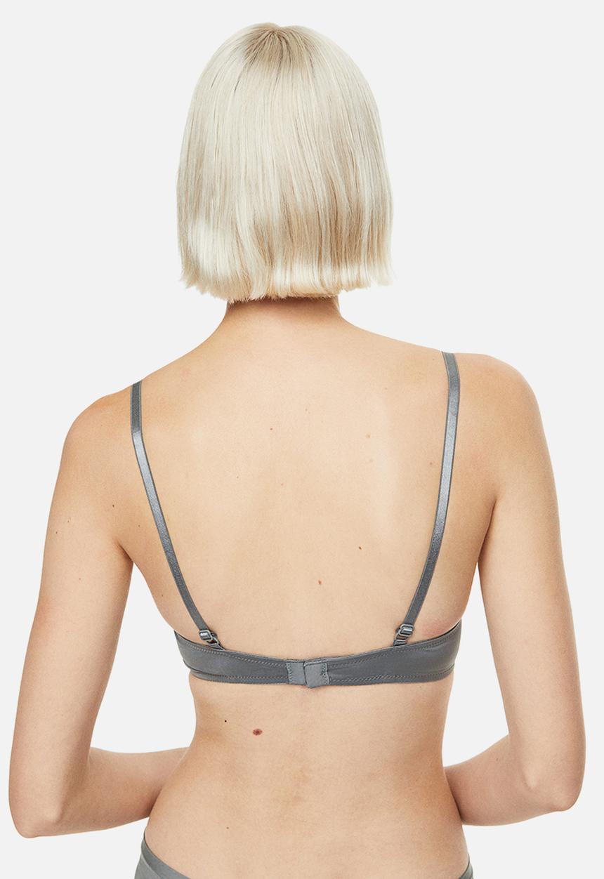 H&M - 2-pack padded microfibre bras - grey/white