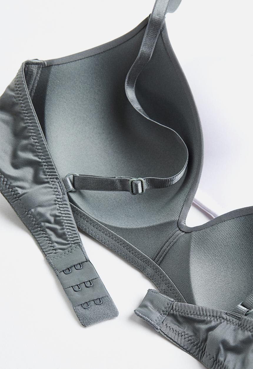 H&M - 2-pack padded microfibre bras - grey/white
