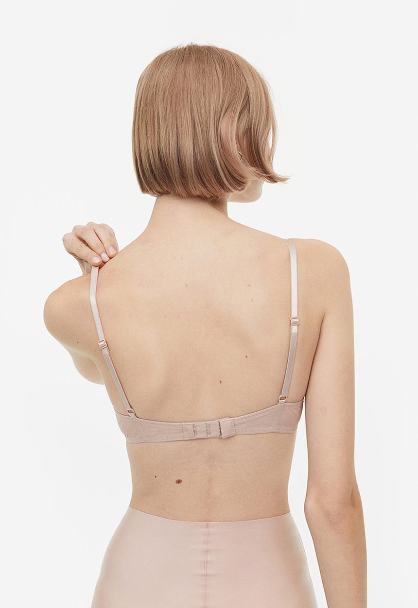 H&M - 2-Pack microfibre push-up bras - light beige/black