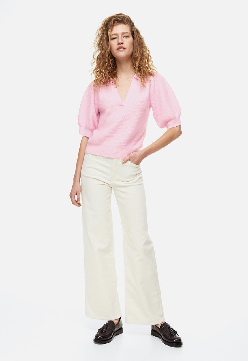 H&M - Rib-knit top - light pink