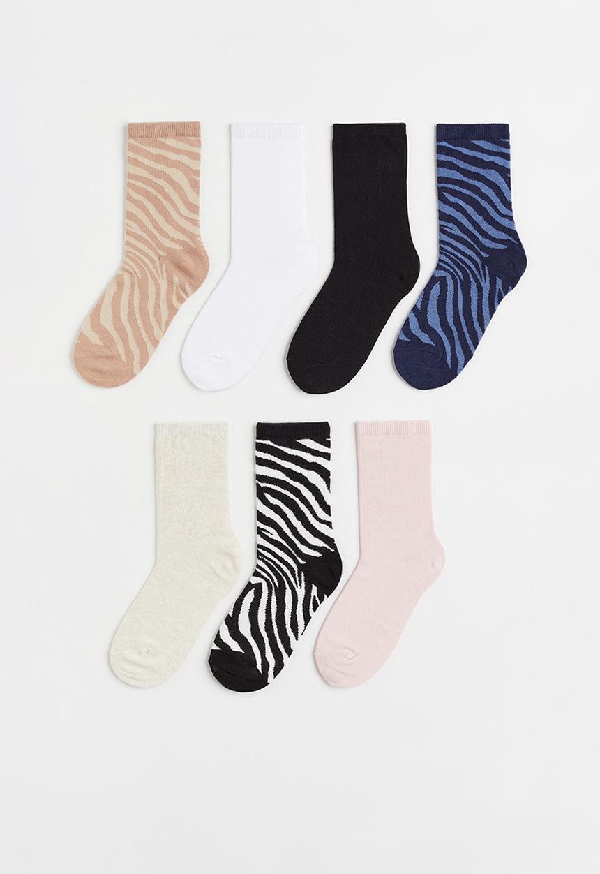 H&M - 7-pack socks - white/black/light pink