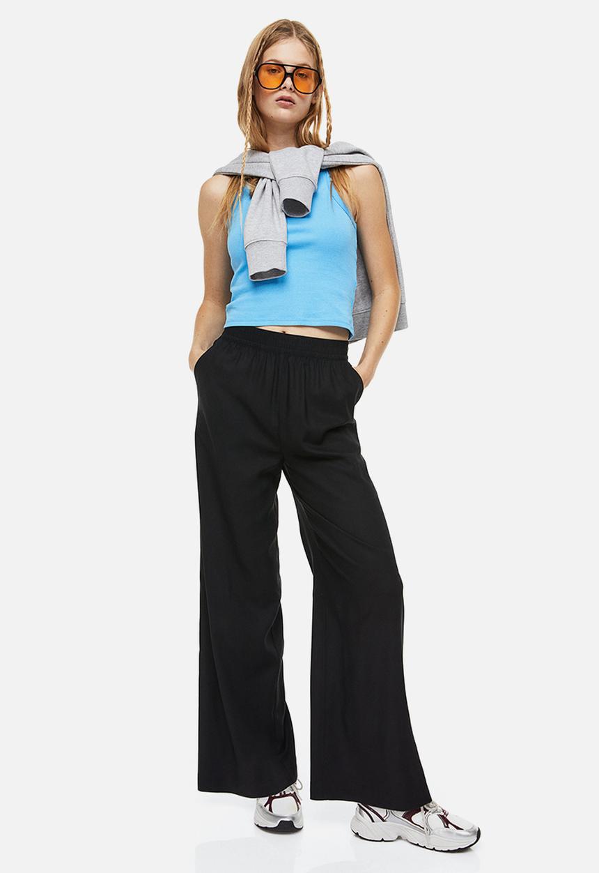 H&M - Wide pull-on trousers - black