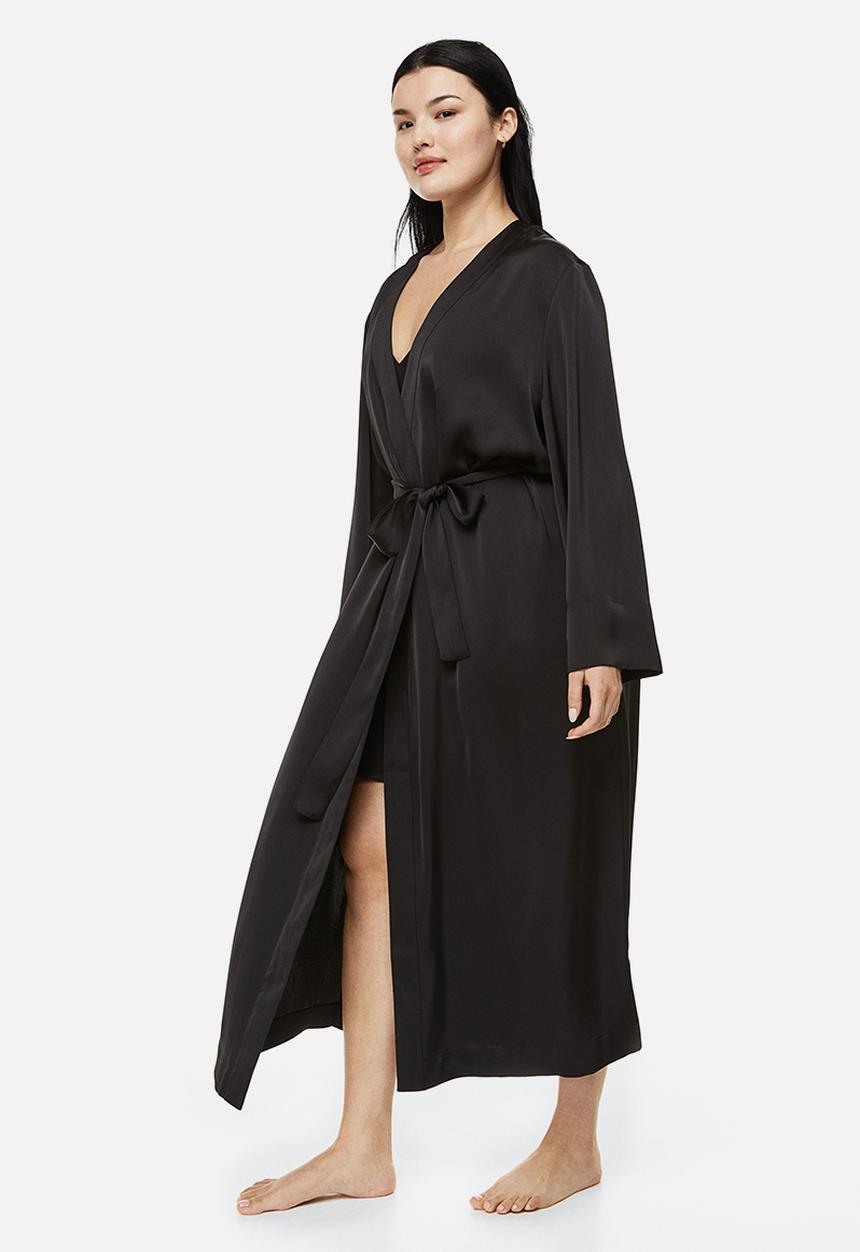 H&M - Satin dressing gown - black