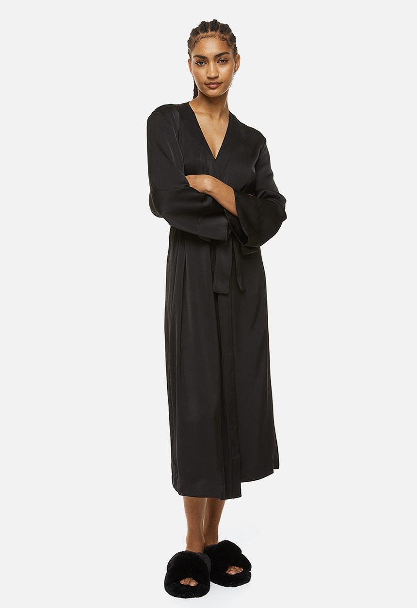 H&M - Satin dressing gown - black