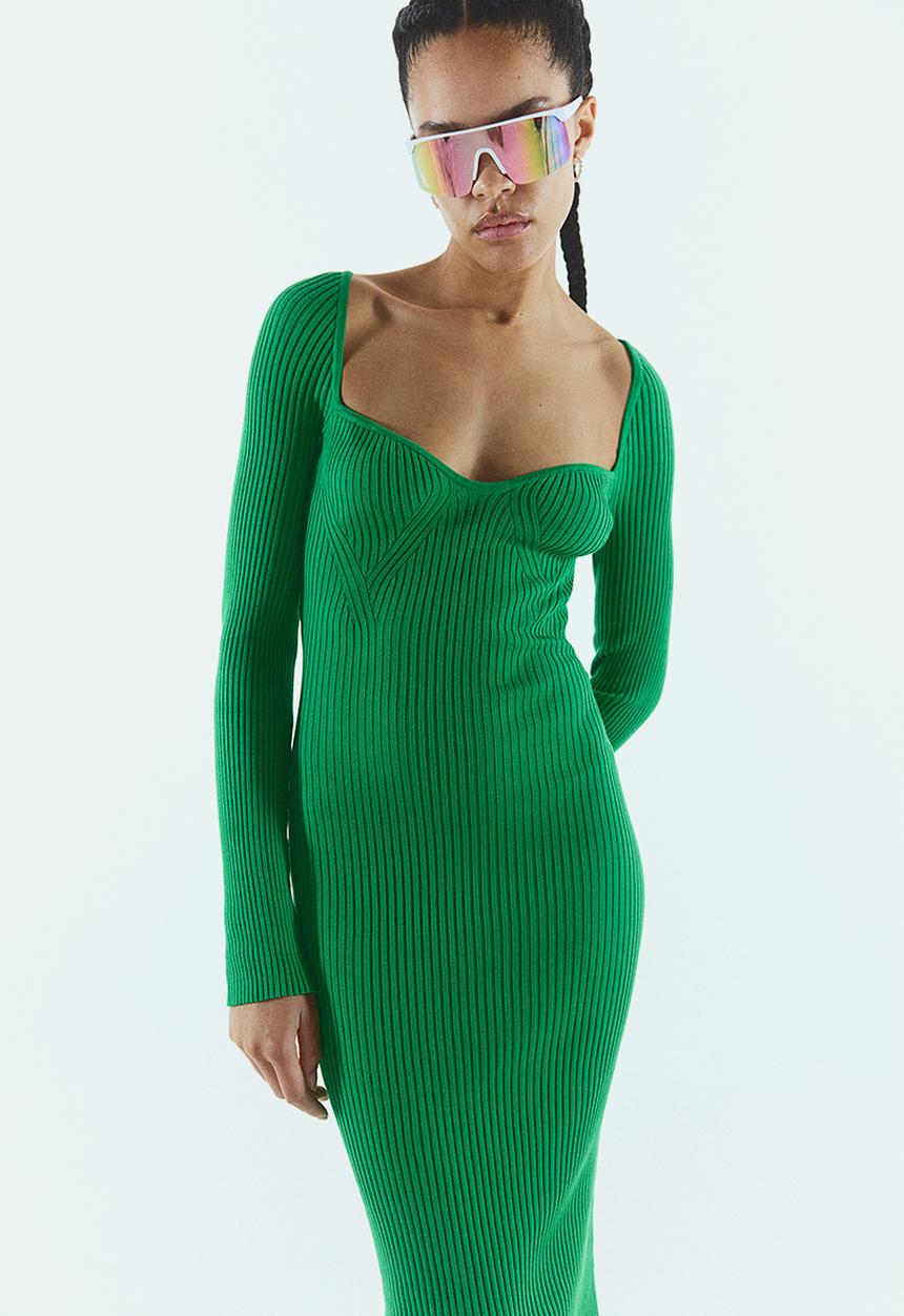 H&M - Rib-knit dress - green