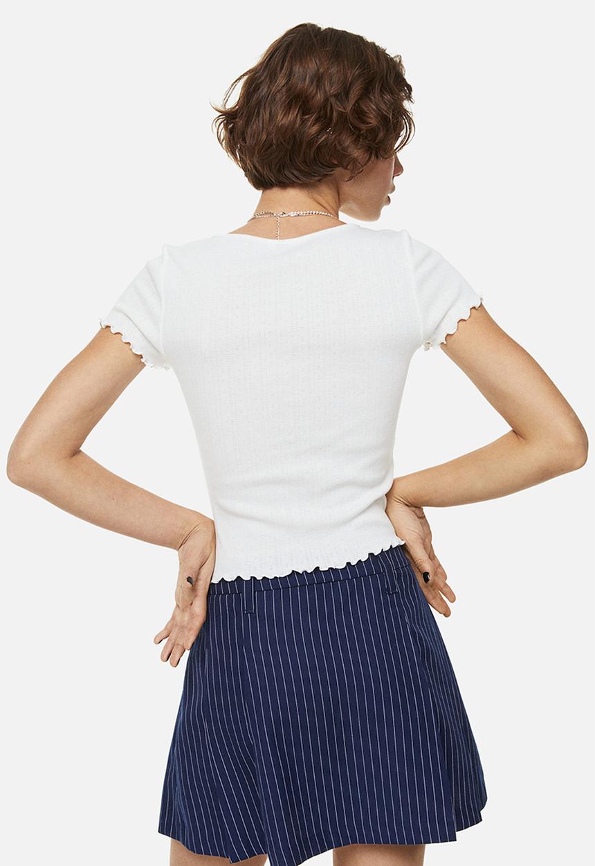 H&M - Pointelle jersey top - white