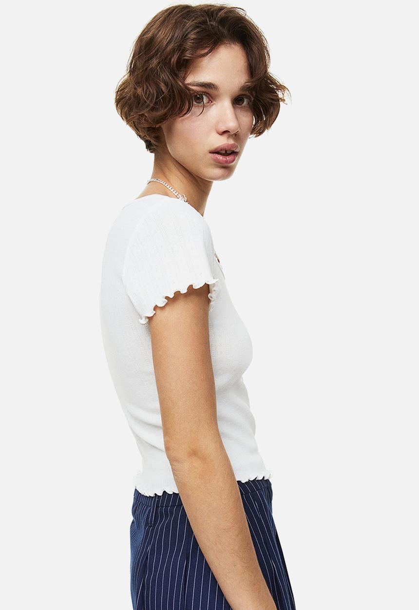 H&M - Pointelle jersey top - white