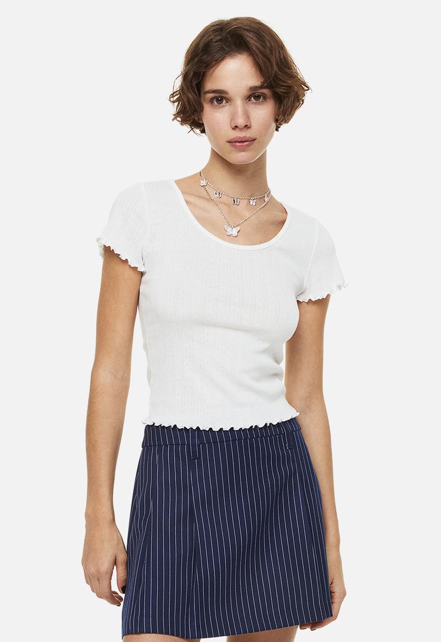 H&M - Pointelle jersey top - white