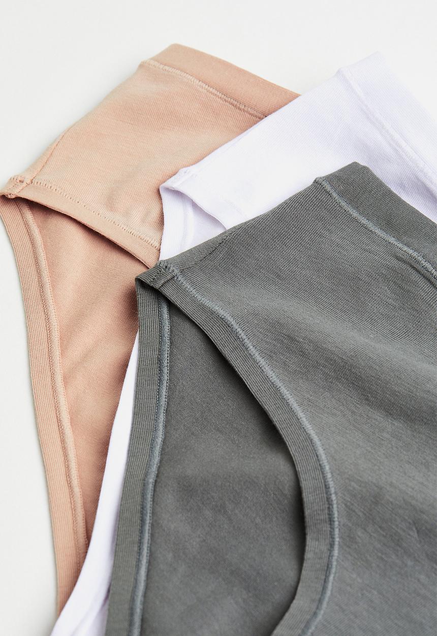 H&M - 3-pack cotton hipster briefs - light beige/white/dark grey