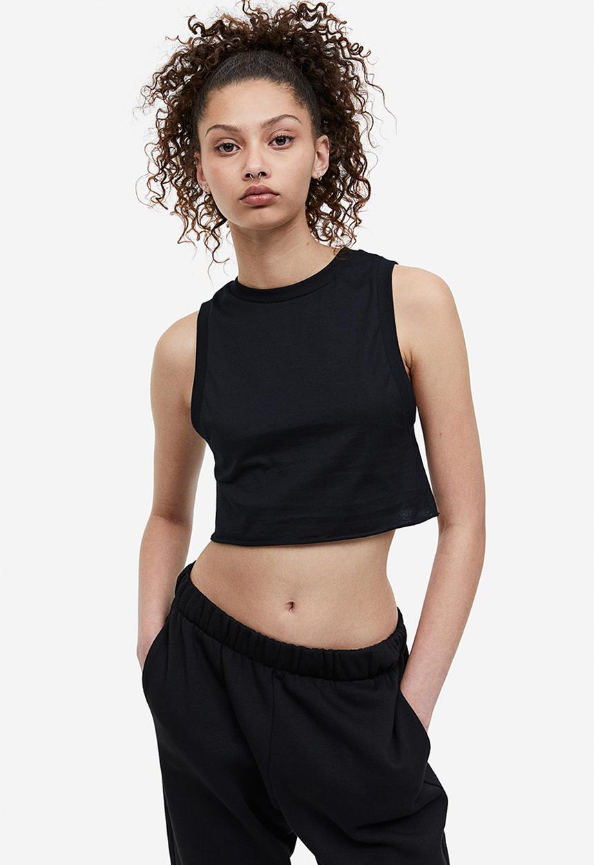 H&M - Cropped vest top - black