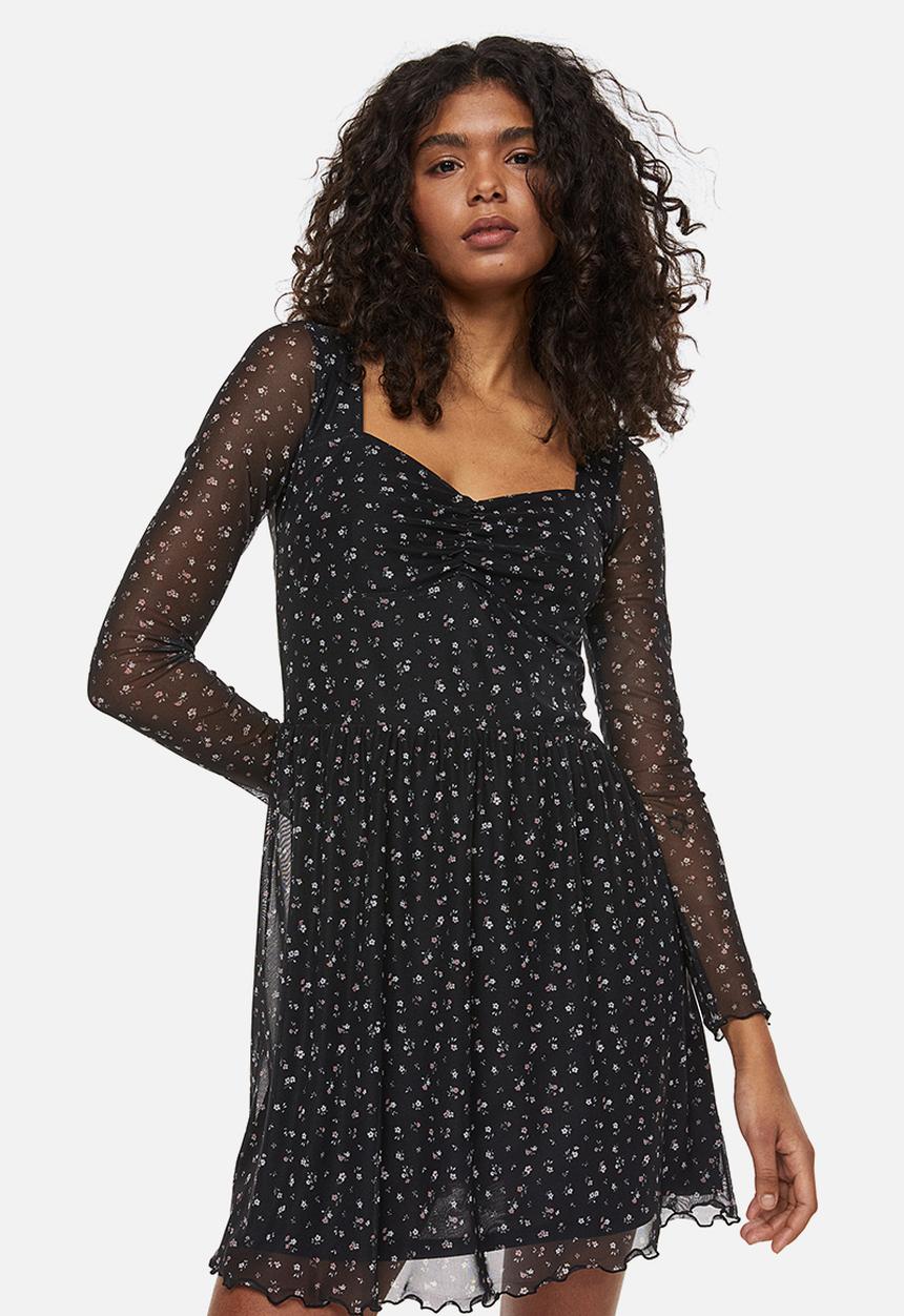 H&M - Mesh dress - black/floral