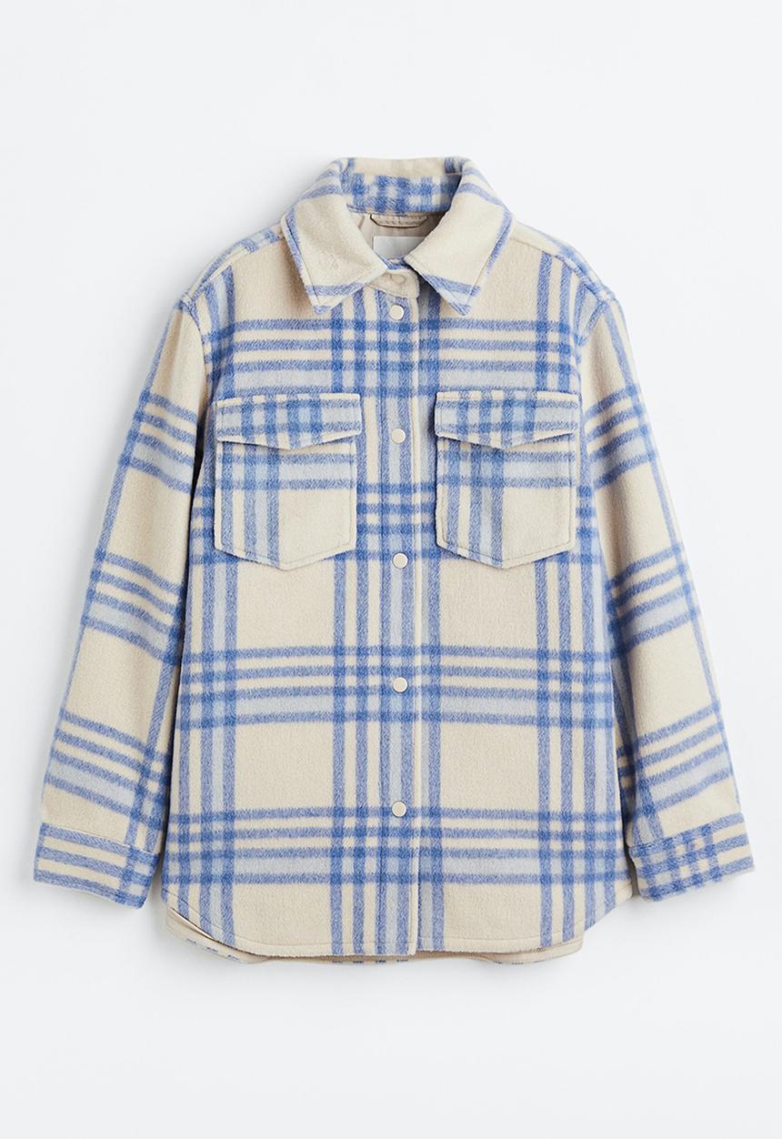 H&M - Shacket - light beige/checked 