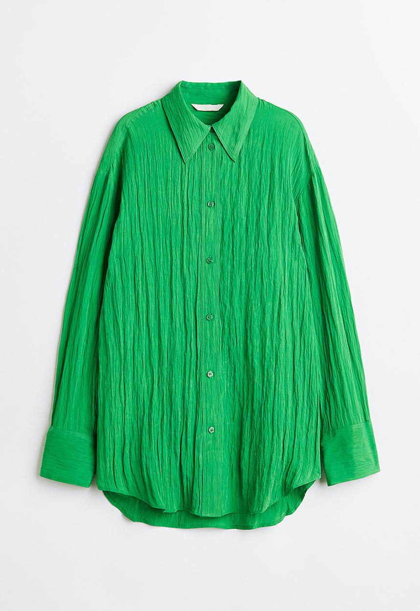 H&M - Crinkled chiffon shirt - green